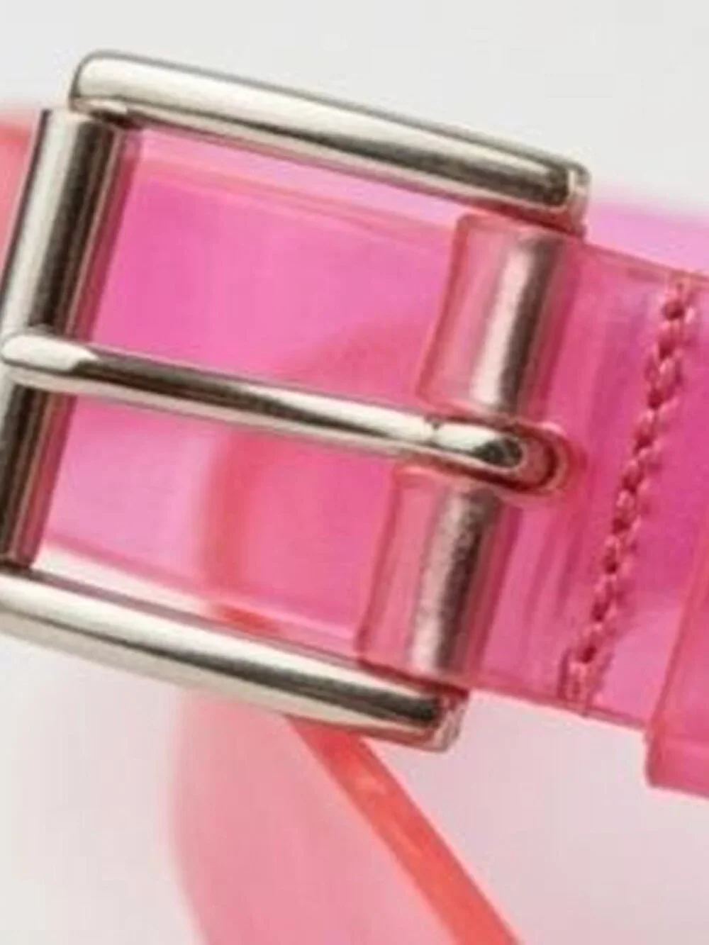 Translucent Hot Pink Jelly Belt Silver Buckle Y2K 2000s Indie Sleaze Rave